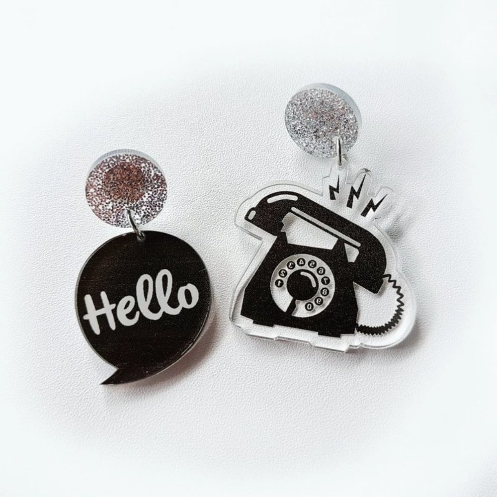 ✨BNWT - "HELLO" Telephone Acrylic Earrings✨